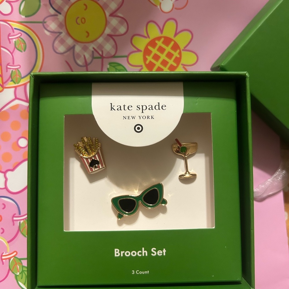 Kate Spade Target  Brooch Set with Green Accents